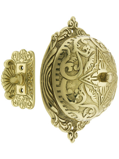 Eastlake Style Twist Door Bell in Polished Brass.